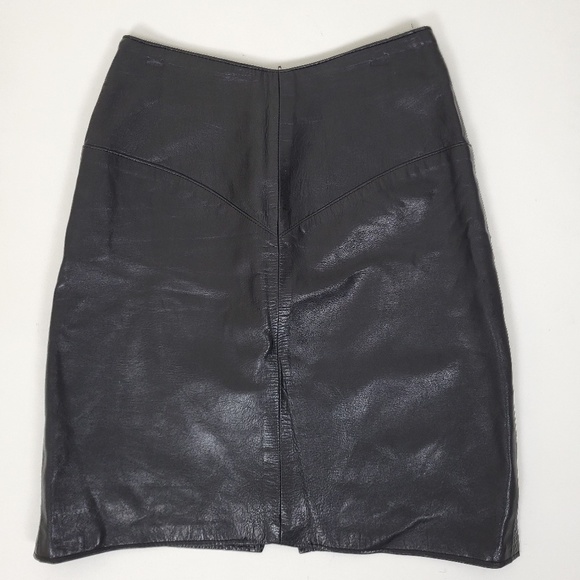 90’s Leather Pencil Skirt knee length mini midi high rise lined - Picture 7 of 11